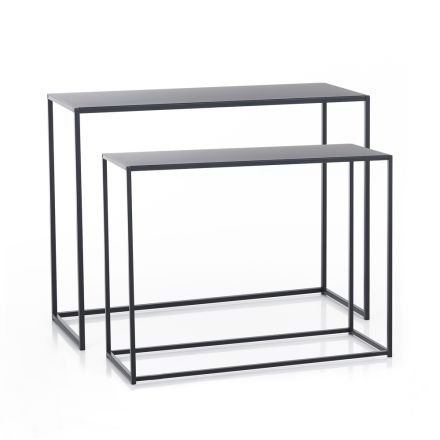 Double Console Made of Anthracite Steel - Osmium Viadurini
