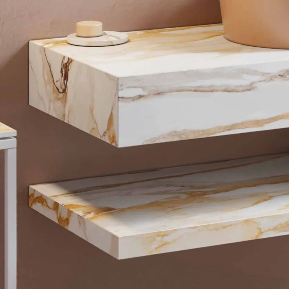 Console and Bathroom Shelf in Gres and Washbasin in Vetrochina, 4 Colours - Rametina Viadurini