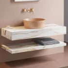 Console and Bathroom Shelf in Gres and Washbasin in Vetrochina, 4 Colours - Rametina Viadurini