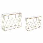 Elegant Console in Steel and Glass of Modern Design and Glamor 2 Pieces - Irene Viadurini