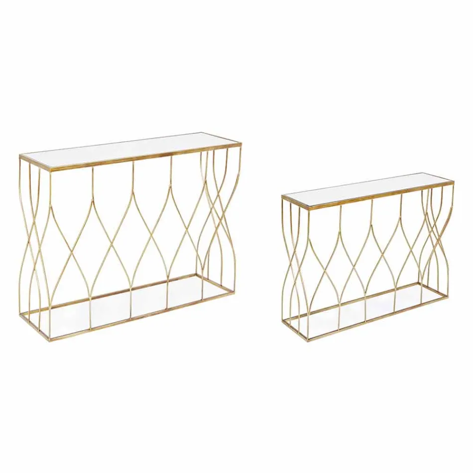 Elegant Console in Steel and Glass of Modern Design and Glamor 2 Pieces - Irene Viadurini