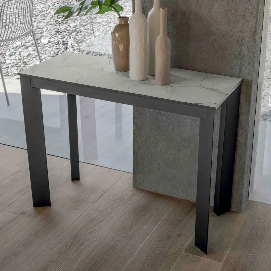 Extendable Outdoor Console with Metal Base and Hpl Top - Aghetto Viadurini