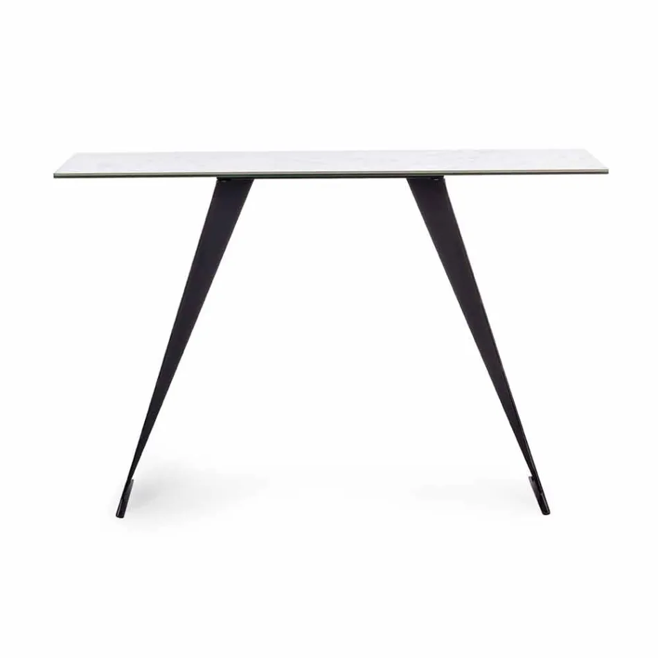 Steel Console with Ceramic and Glass Top Modern Design - Cubebe Viadurini