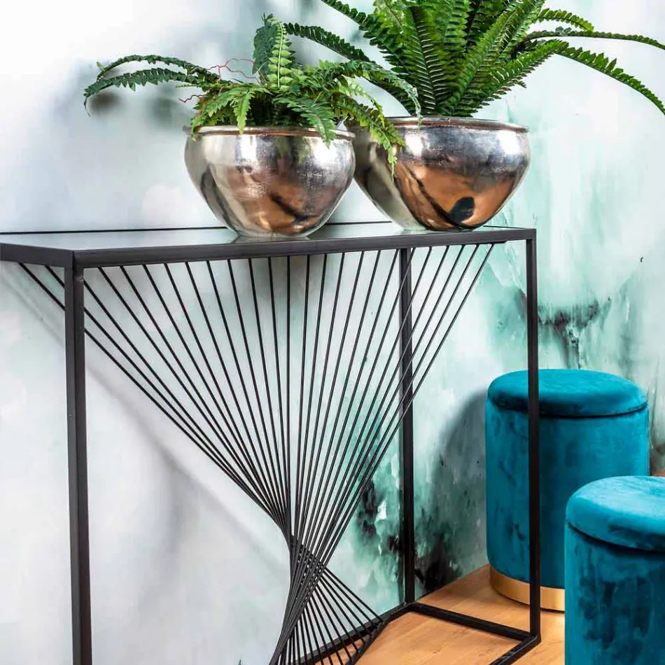 Console in Steel and Glass Modern Design Original Spiral - Sasuke Viadurini