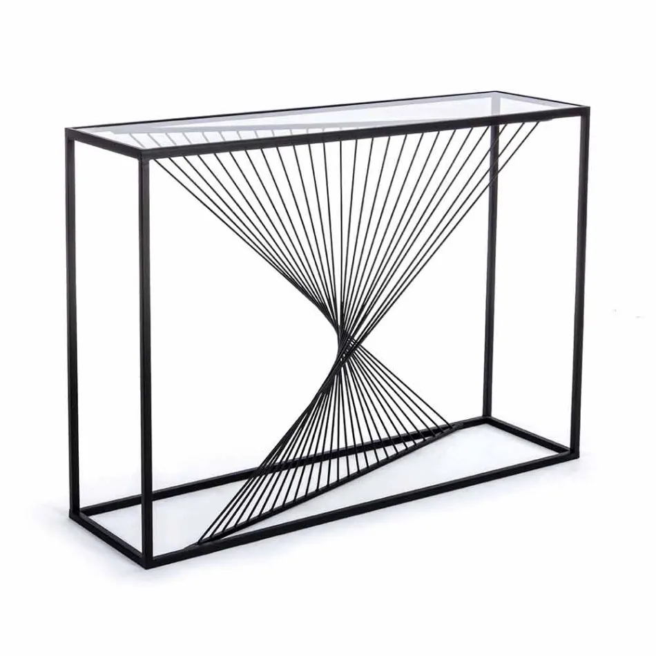 Console in Steel and Glass Modern Design Original Spiral - Sasuke Viadurini