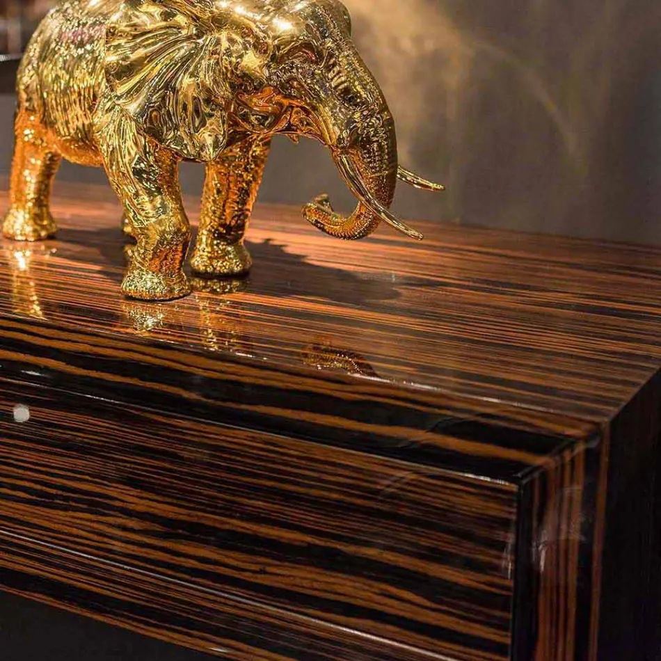 Console in polished ebony wood with sliding drawers Ada 4 Viadurini