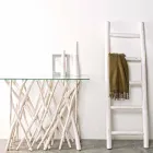 Consolle in Bleached Teak Wood and Luxury Design Glass Top - Francesca Viadurini