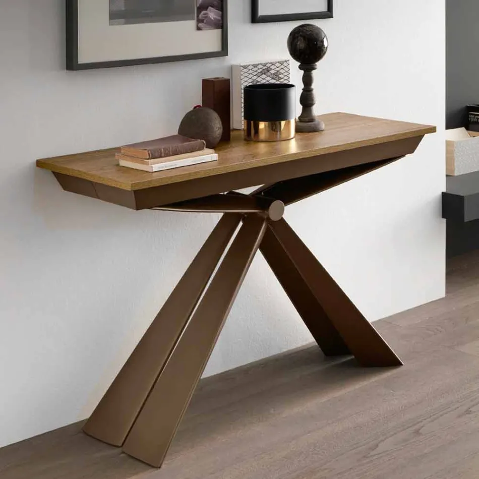 Console in Wood and Metal Extendable Up to 295 cm Made in Italy - Timedio Viadurini