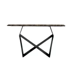 Console Table in Metal and Hammered Glass Top with Back-Silver Finish - Concordia Viadurini