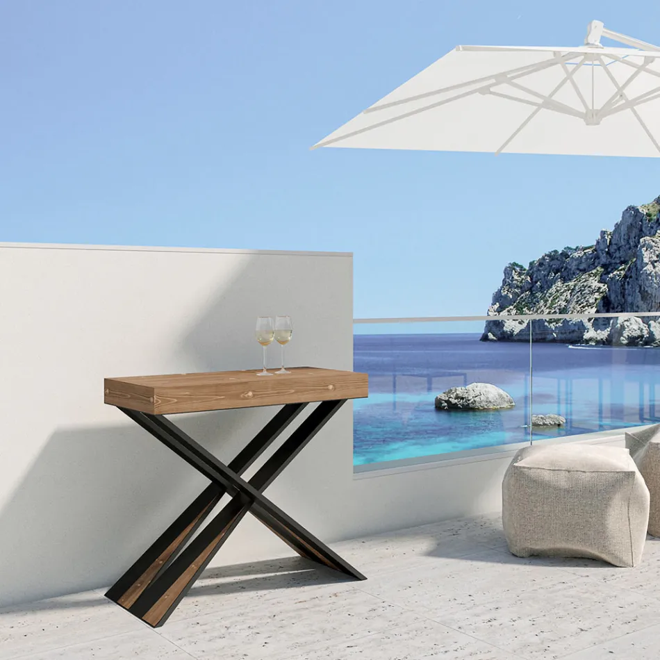 Modern Console Extendable to 300 cm with Anthracite Frame Made in Italy - Avventura Viadurini