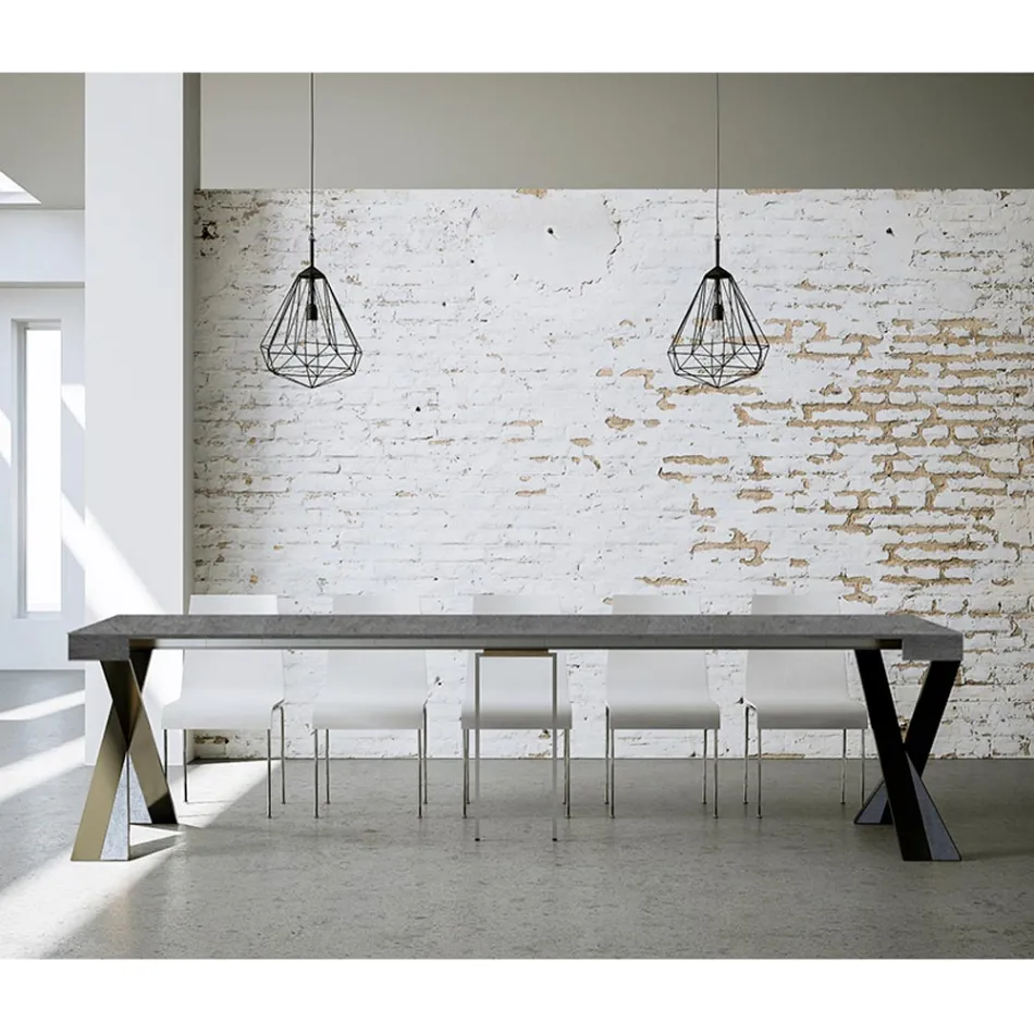 Modern Console Extendable to 300 cm with Anthracite Frame Made in Italy - Avventura Viadurini