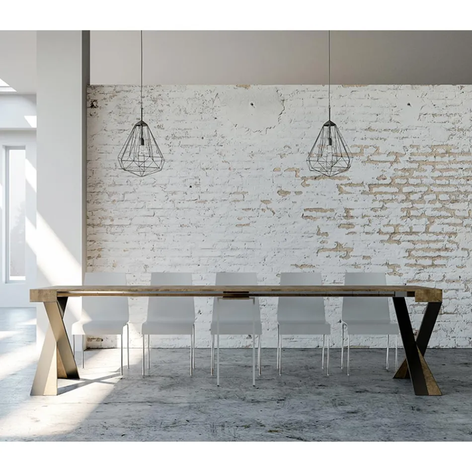 Modern Console Extendable to 300 cm with Anthracite Frame Made in Italy - Avventura Viadurini