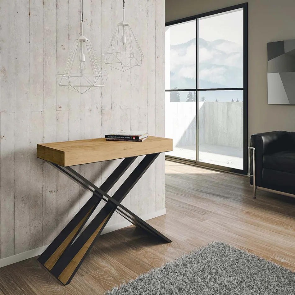 Modern Console Extendable to 300 cm with Anthracite Frame Made in Italy - Avventura Viadurini