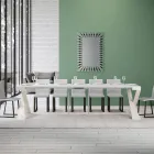 Modern Console Extendable to 300 cm with White Frame Made in Italy - Mirror Viadurini