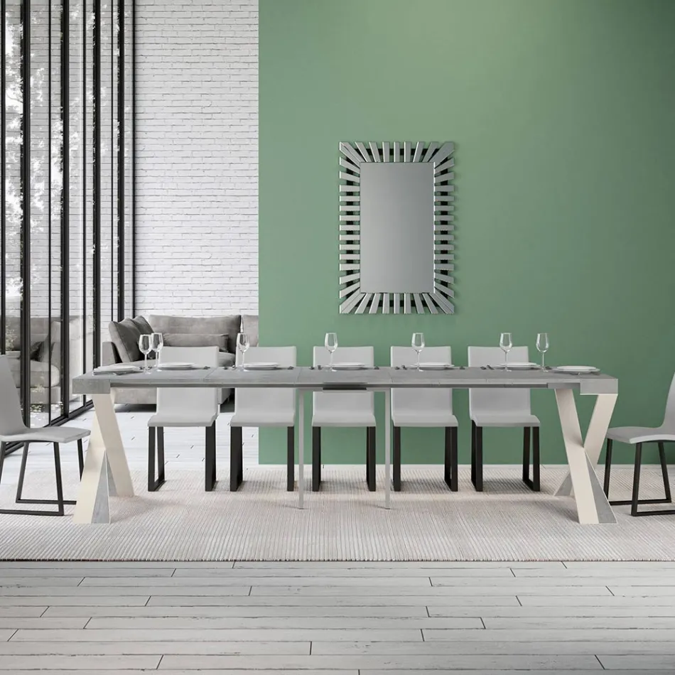 Modern Console Extendable to 300 cm with White Frame Made in Italy - Mirror Viadurini