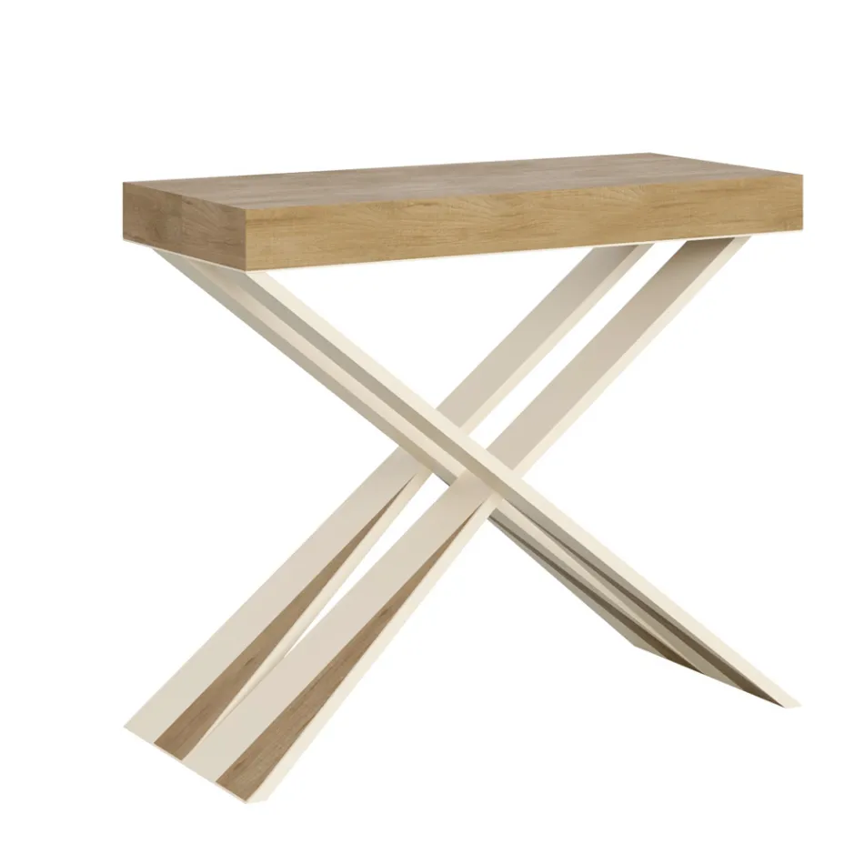 Modern Console Extendable to 300 cm with White Frame Made in Italy - Mirror Viadurini