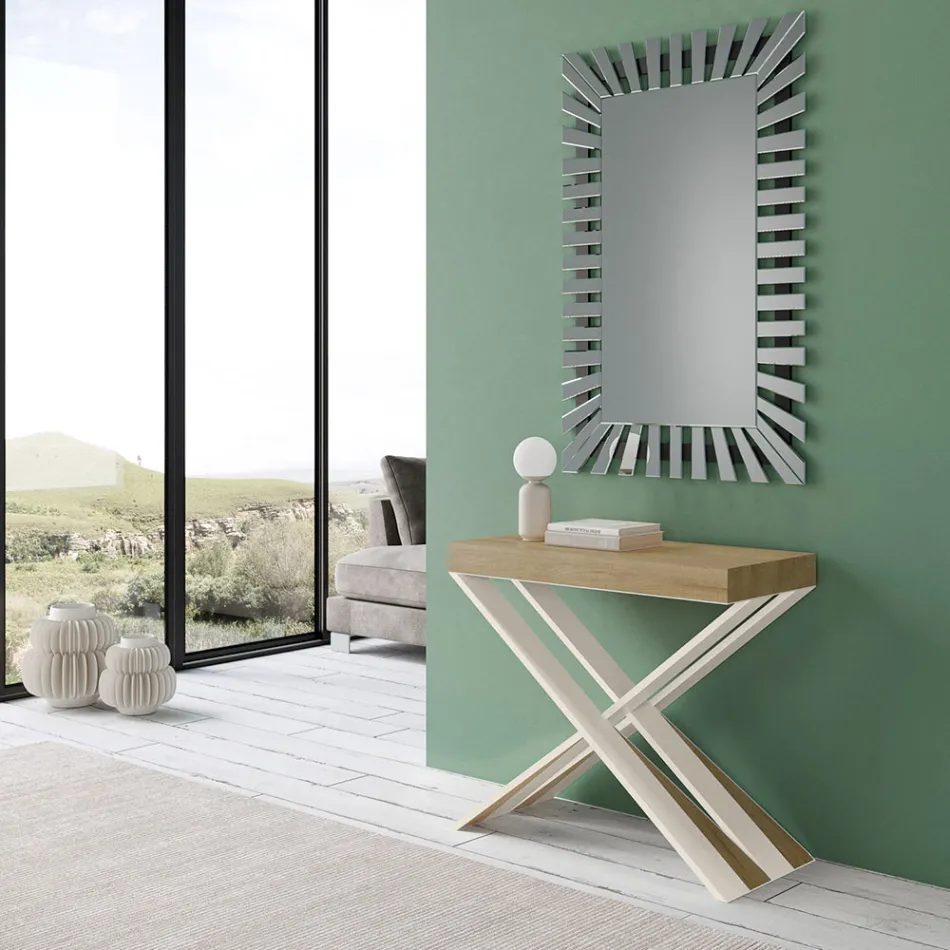 Modern Console Extendable to 300 cm with White Frame Made in Italy - Mirror Viadurini