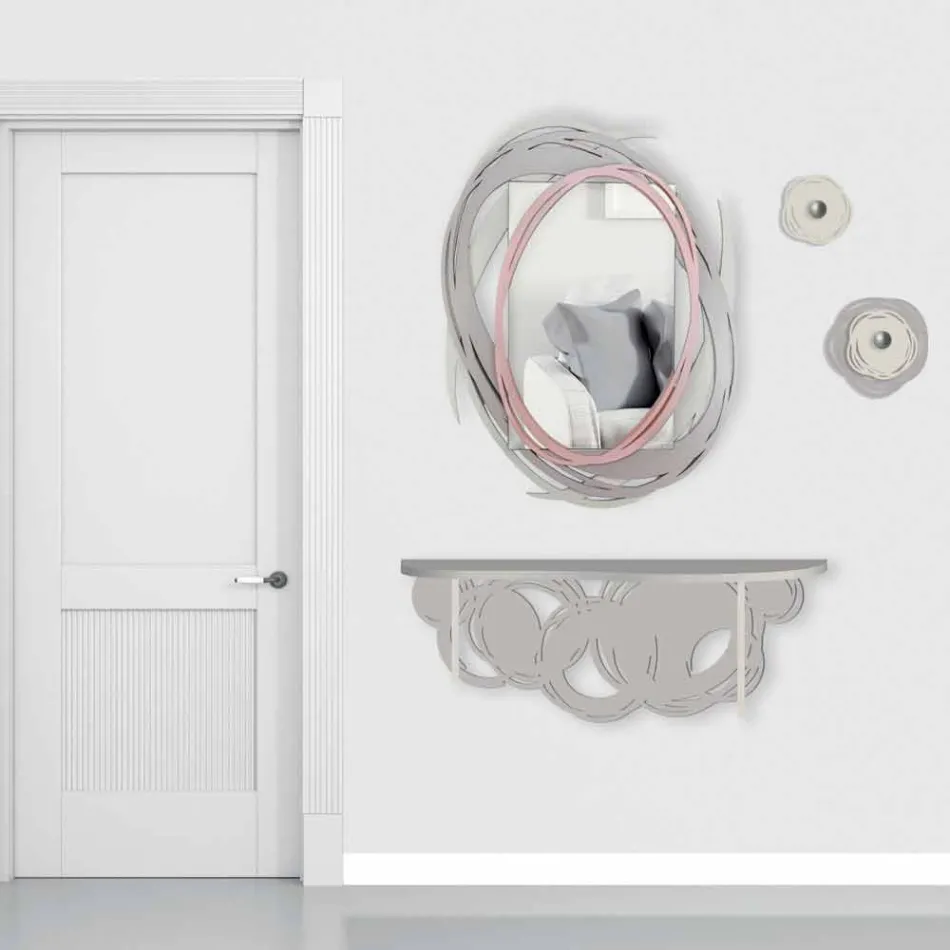 Modern Design Console in Sand and Beige Wood to be Fixed to the Wall - Orbita Viadurini