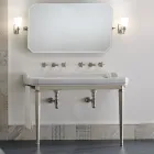 Bathroom Console Vintage L 135 cm with Double Bowl in Ceramic Made in Italy - Nausica Viadurini