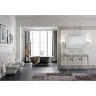 Bathroom Console Vintage L 135 cm with Double Bowl in Ceramic Made in Italy - Nausica Viadurini