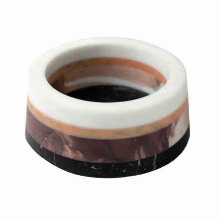 Italian Luxury Laminated Marble Centerpiece Container - Leonida Viadurini