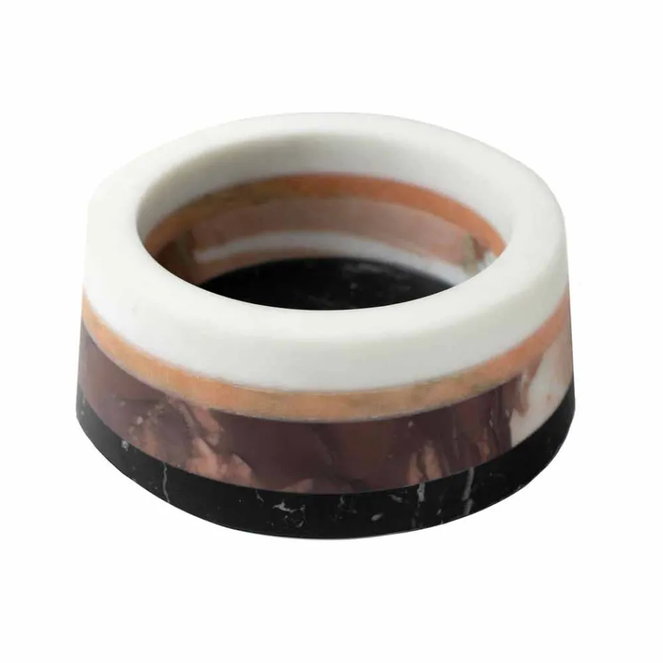 Italian Luxury Laminated Marble Centerpiece Container - Leonida Viadurini