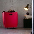 Botte design leather firewood container, made in Italy