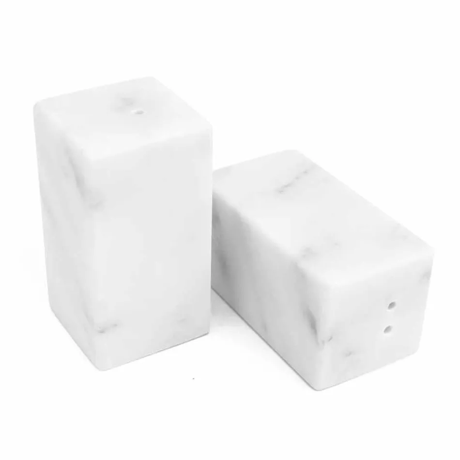 Salt and Pepper Containers in White Carrara Marble Made in Italy - Julio Viadurini
