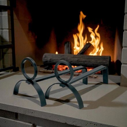 Pair of Metal Fireplace Andirons Height 21 cm Made in Italy - Sari Viadurini