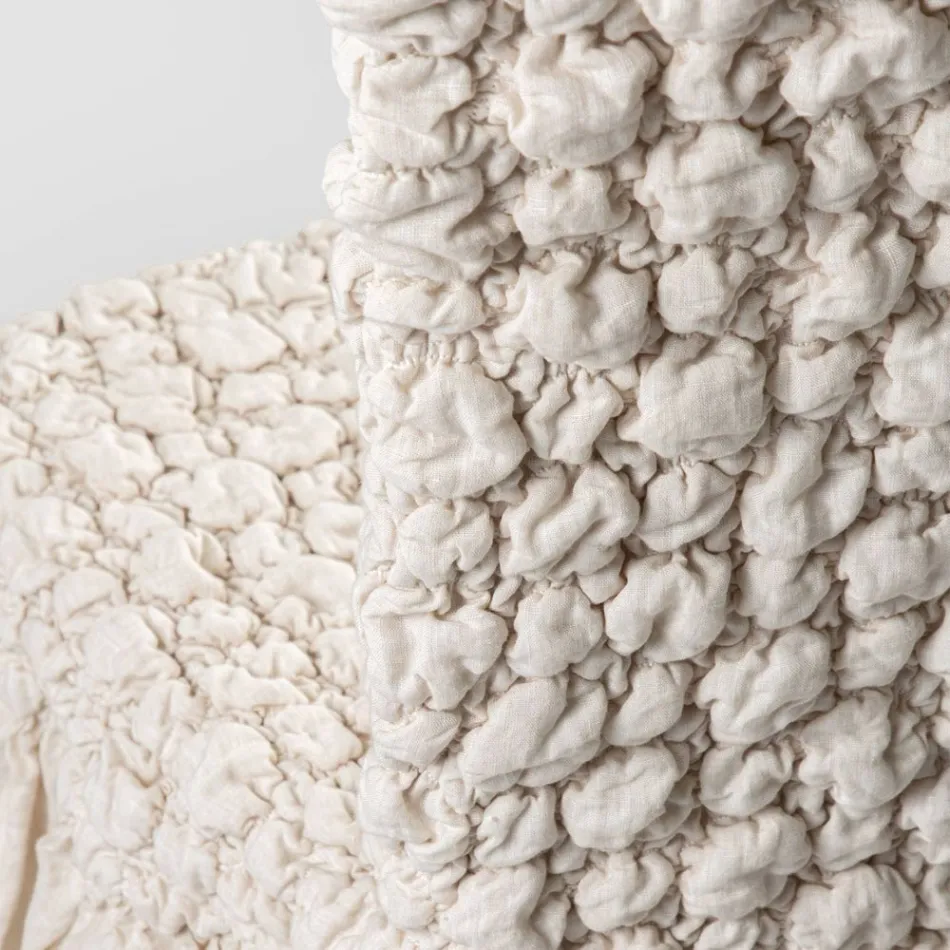 Elegant Chair Cover with Backrest for Lounge in Embroidered Linen - Panteo Viadurini