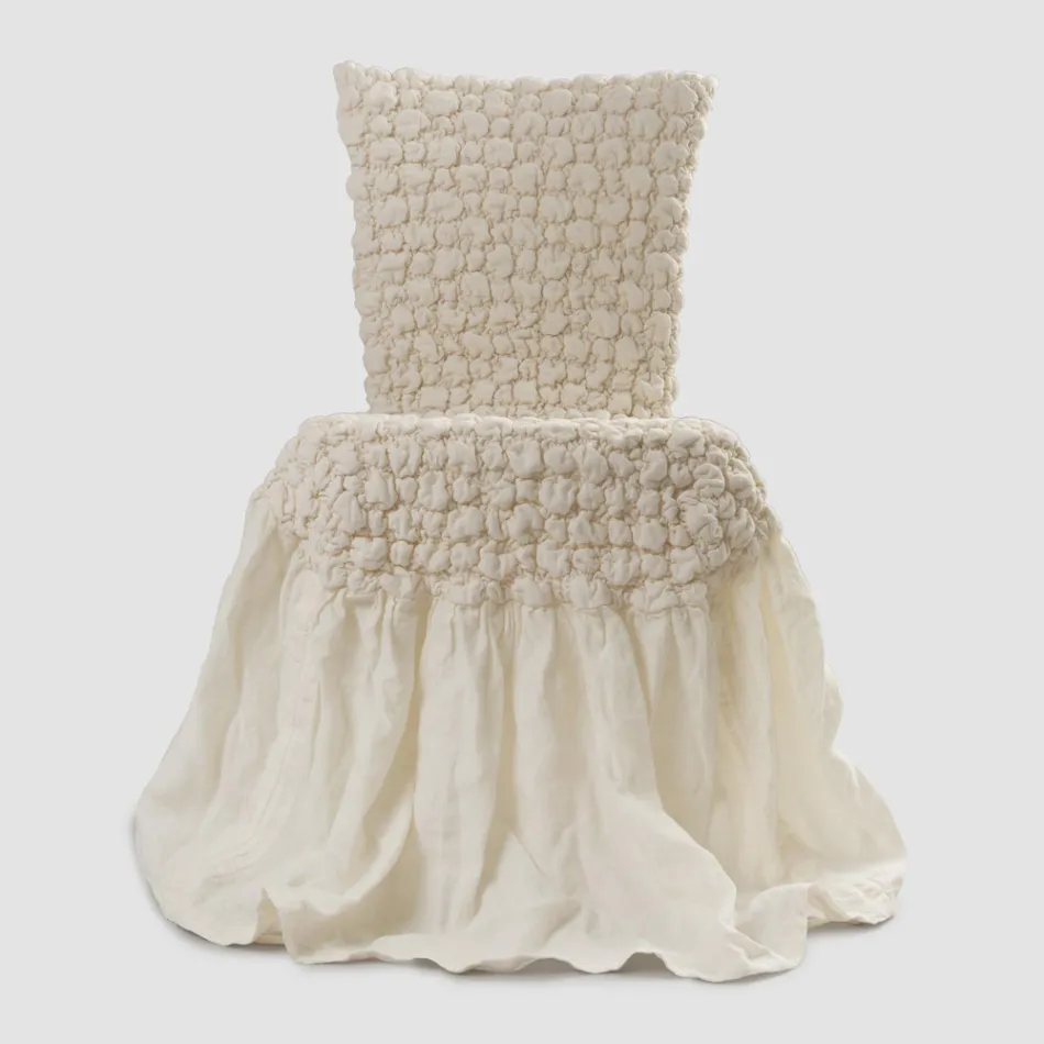 Elegant Chair Cover with Backrest for Lounge in Embroidered Linen - Panteo Viadurini