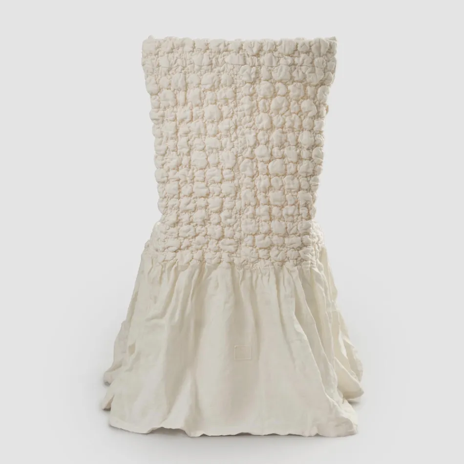 Elegant Chair Cover with Backrest for Lounge in Embroidered Linen - Panteo Viadurini