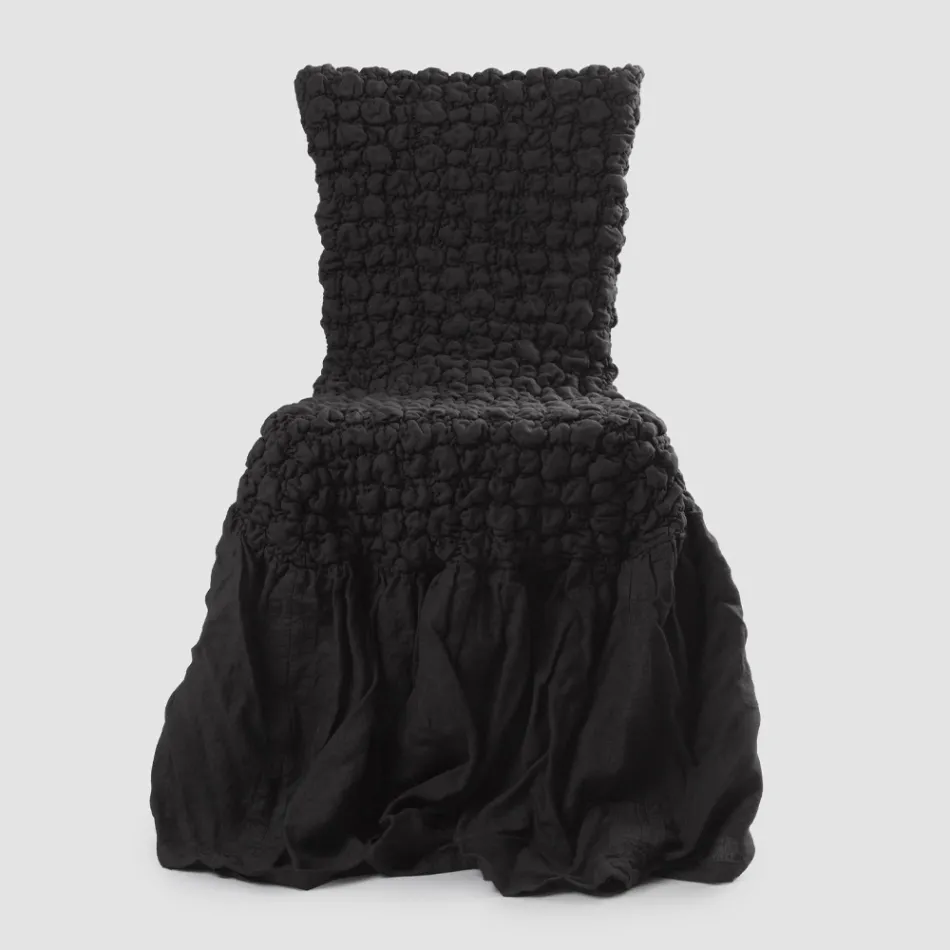 Elegant Chair Cover with Backrest for Lounge in Embroidered Linen - Panteo Viadurini