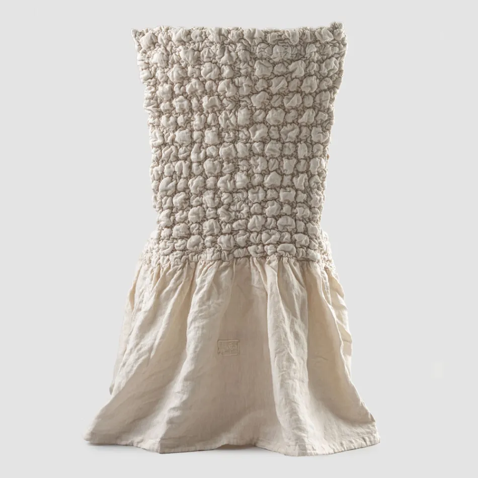 Elegant Chair Cover with Backrest for Lounge in Embroidered Linen - Panteo Viadurini