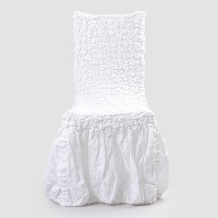 Elegant Chair Cover with Backrest for Lounge in Embroidered Linen - Panteo Viadurini