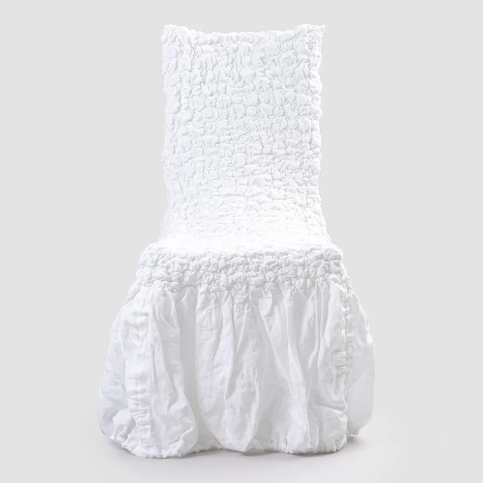 Elegant Chair Cover with Backrest for Lounge in Embroidered Linen - Panteo Viadurini