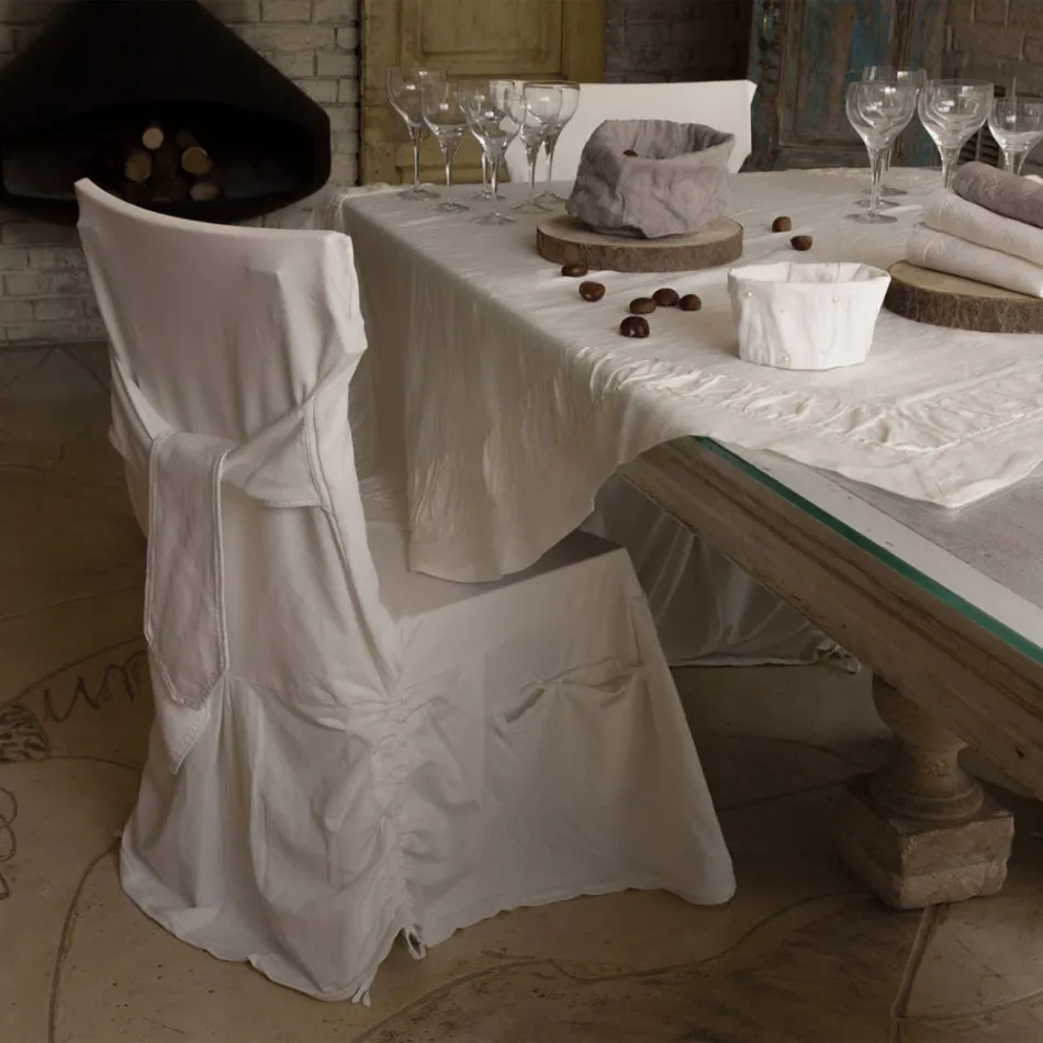 Elegant Chair Cover for Lounge in Colored Cotton with Backrest - Filippa Viadurini