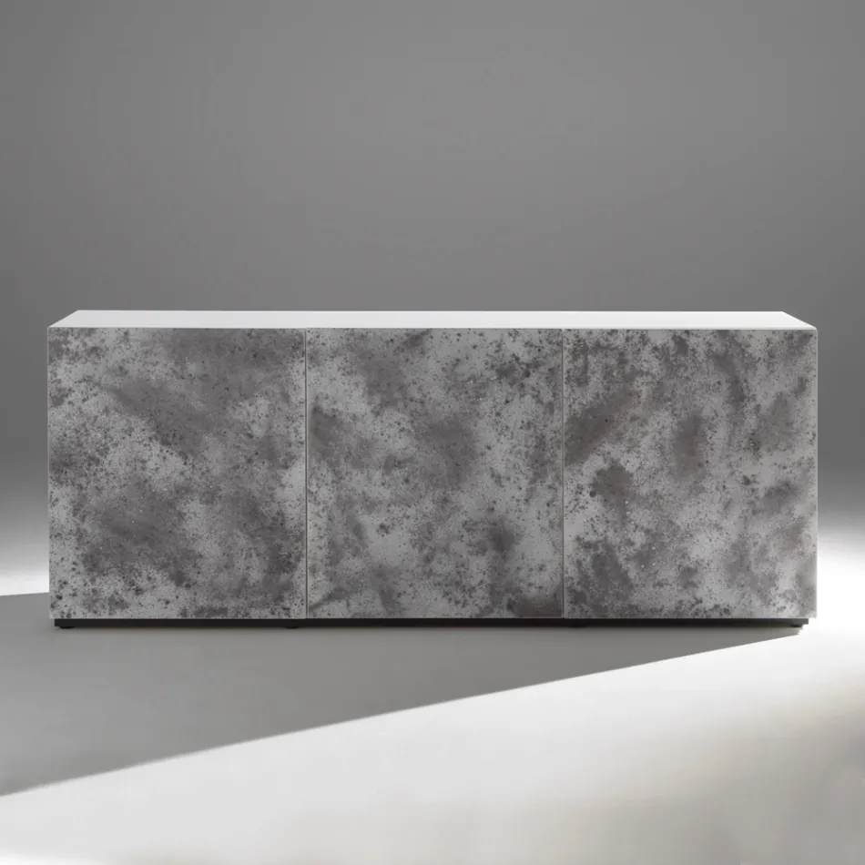 3-Door Sideboard with 3 Internal Shelves in Wood and MDF - Pesci Viadurini