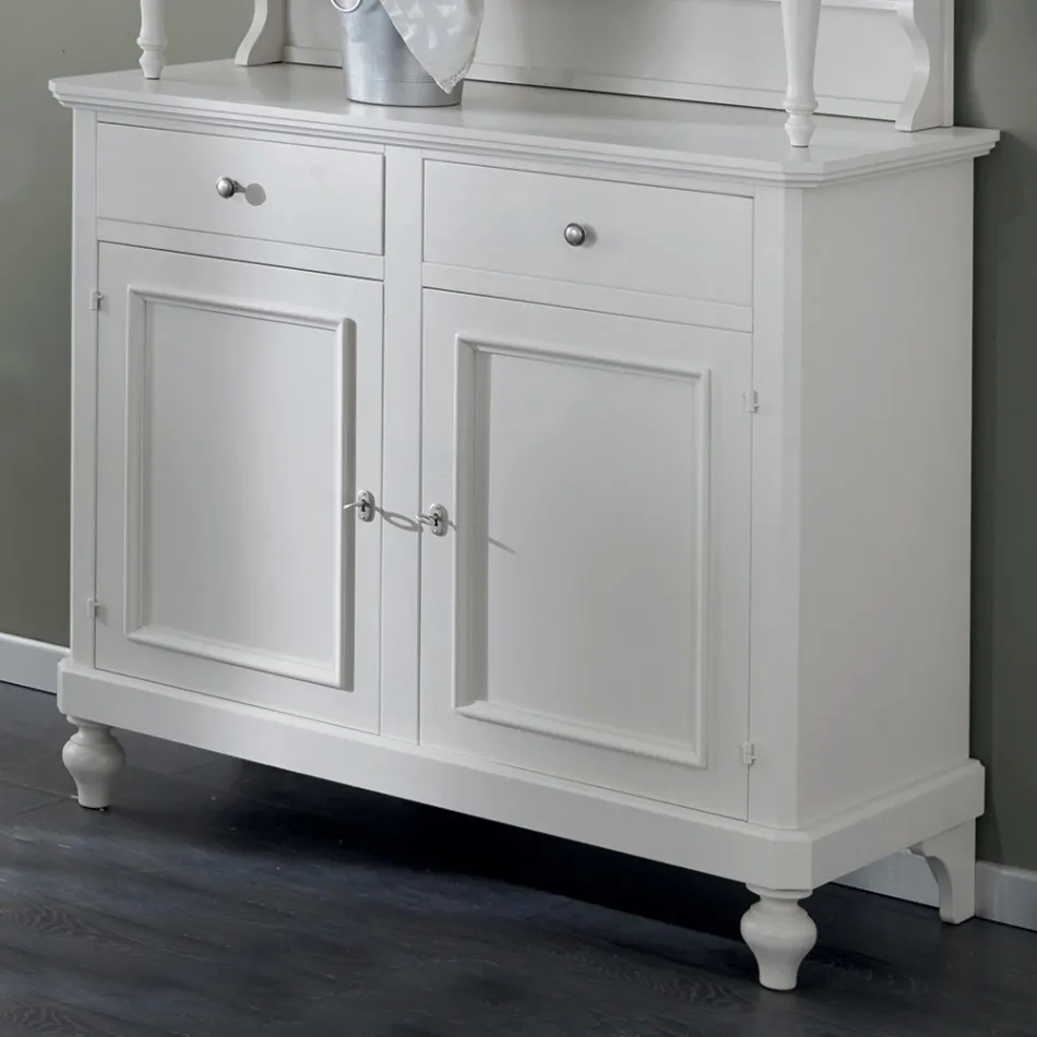 High Sideboard with Lounge Display Cabinet in Wood Made in Italy - Bran Viadurini