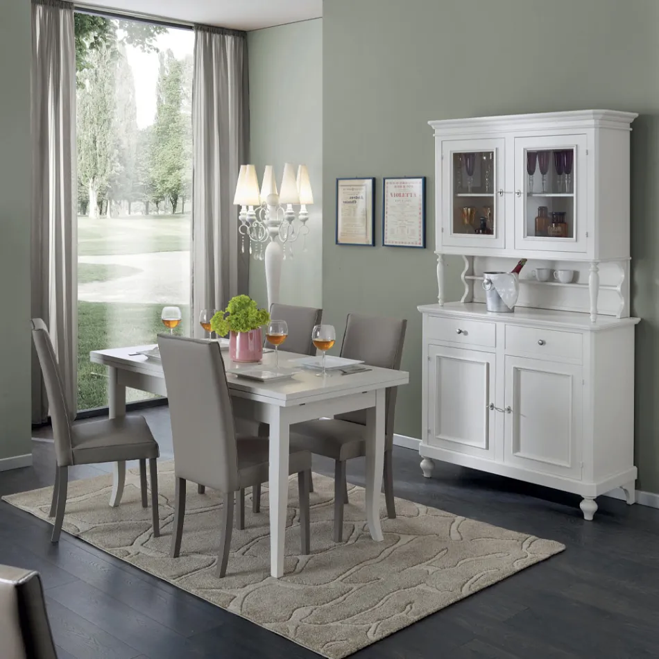 High Sideboard with Lounge Display Cabinet in Wood Made in Italy - Bran Viadurini