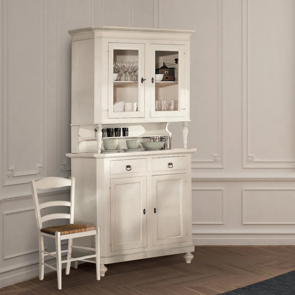 High Sideboard with Lounge Display Cabinet in Wood Made in Italy - Bran Viadurini