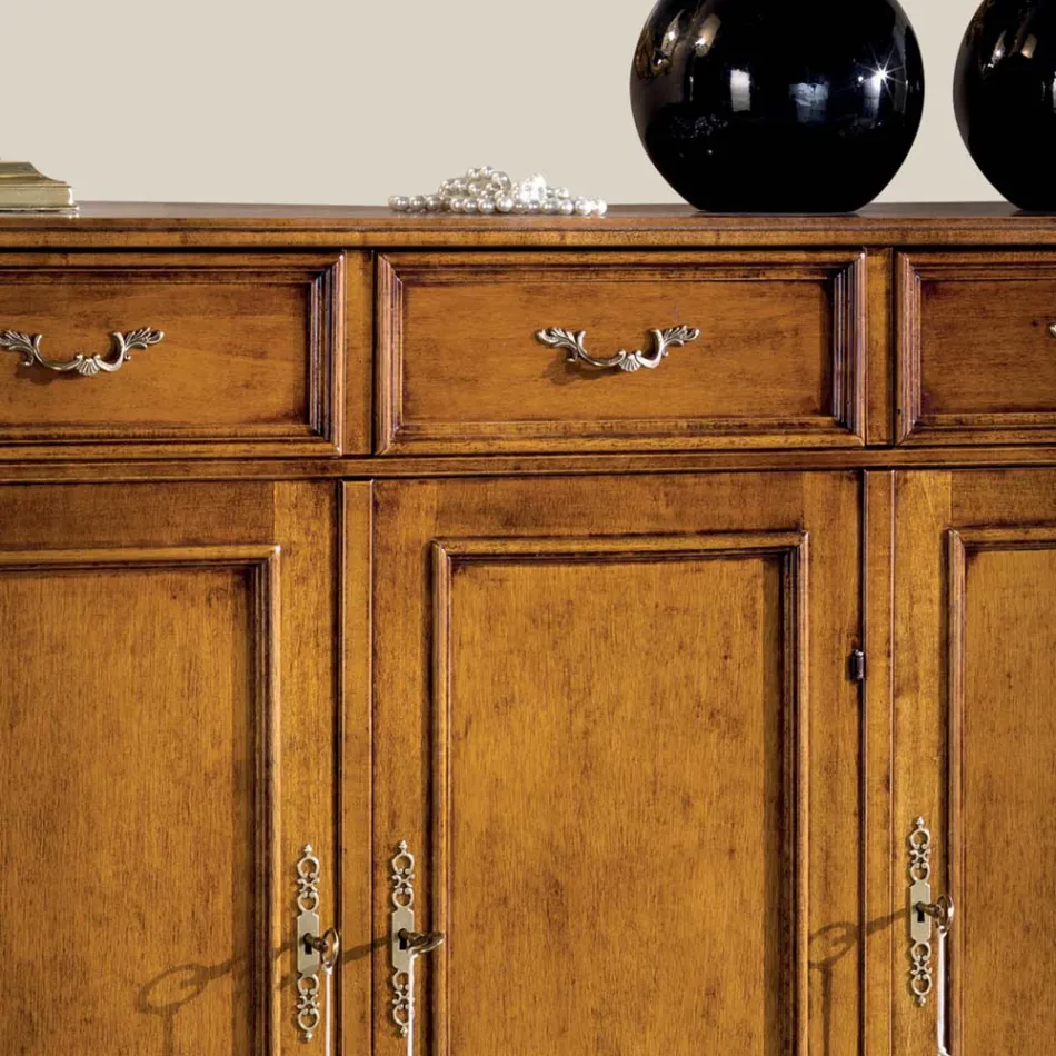 Classic Sideboard in Luxury Bassano Walnut Wood Made in Italy - Richard Viadurini