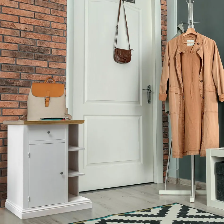 Sideboard with 1 Door, 1 Drawer and 3 Open Compartments Made in Italy - Hoder Viadurini