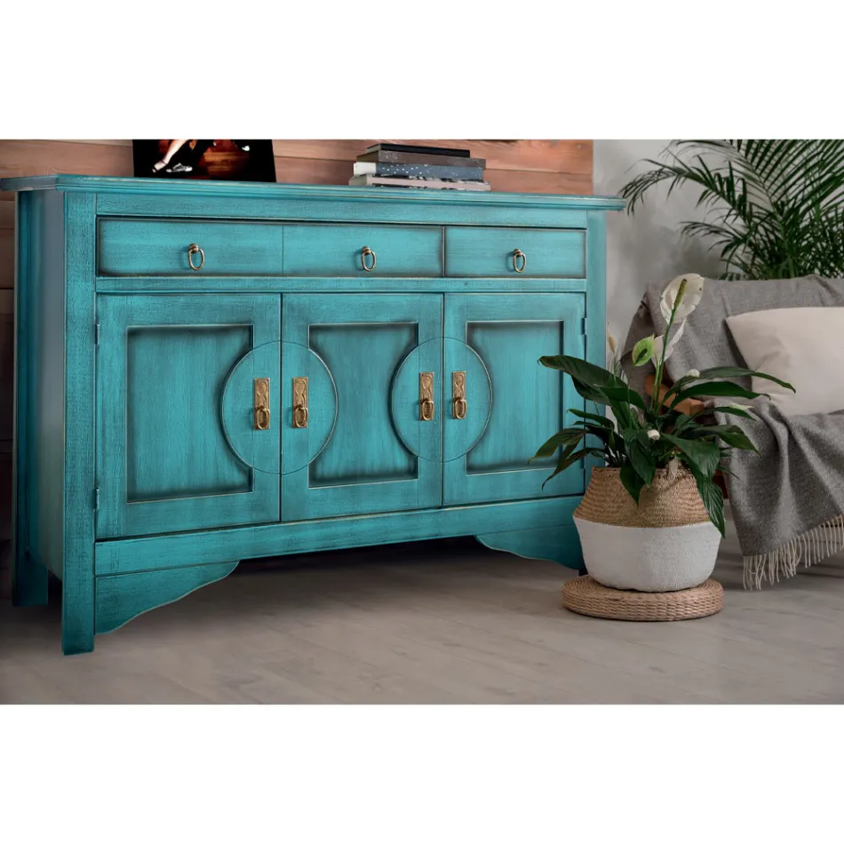 Sideboard with 3 Doors and 3 Drawers in Different Finishes Made in Italy - Ganesha Viadurini