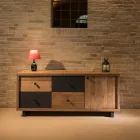 Indoor Sideboard with One Door, 4 Drawers and Metal Feet - Slide Viadurini