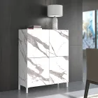 Lounge Sideboard Covered in Melamine Marble Finish Made in Italy - Zinc Viadurini