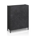 Lounge Sideboard Covered in Melamine Marble Finish Made in Italy - Zinc Viadurini