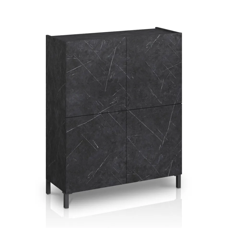Lounge Sideboard Covered in Melamine Marble Finish Made in Italy - Zinc Viadurini