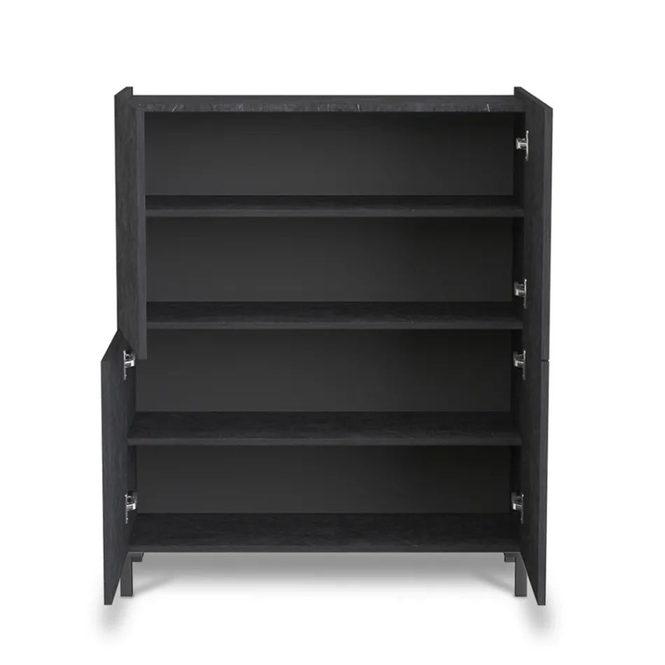 Lounge Sideboard Covered in Melamine Marble Finish Made in Italy - Zinc Viadurini