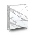 Lounge Sideboard Covered in Melamine Marble Finish Made in Italy - Zinc Viadurini